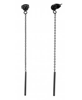 Black elongated pendant earrings by Troli