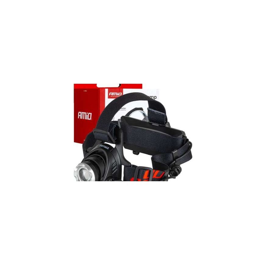 Headlamp rechargeable t6 3600mah (batt) amio-04664