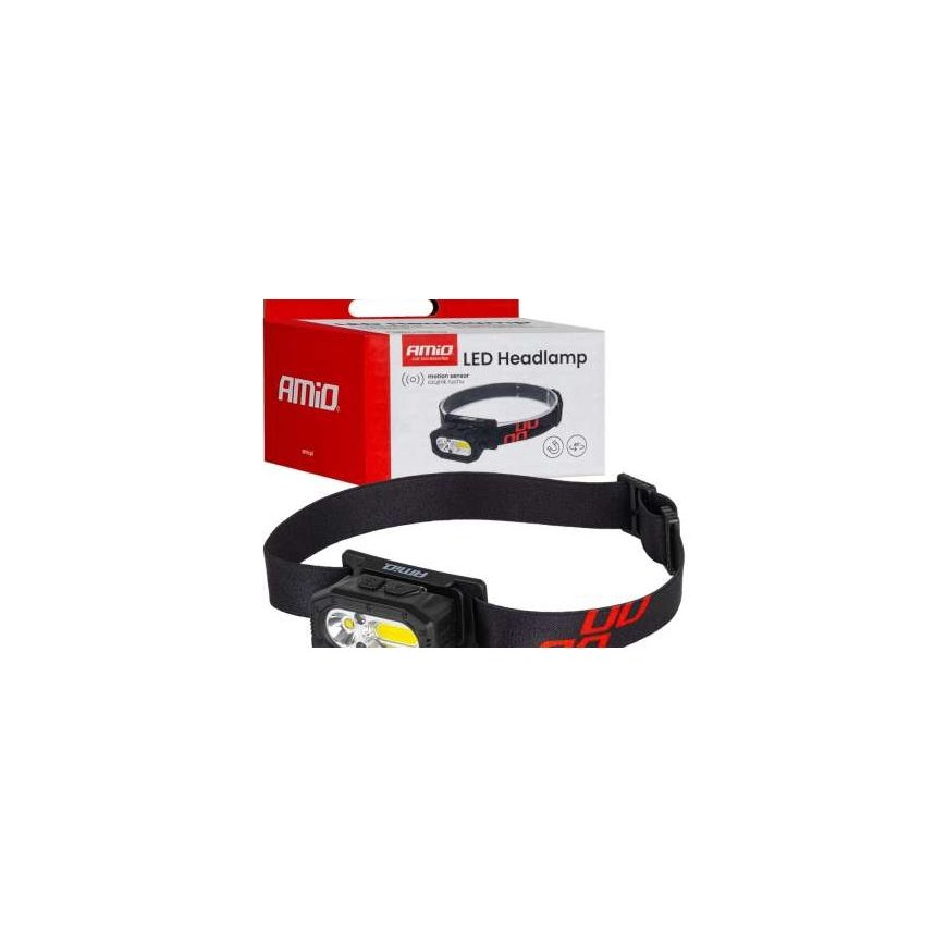 Headlamp rechargeable with motion sensor xpg+cob 1000mAh (batt) amio-04663