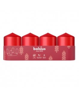 Bolsius Cilindra Sveces 4gab 60x40mm Red