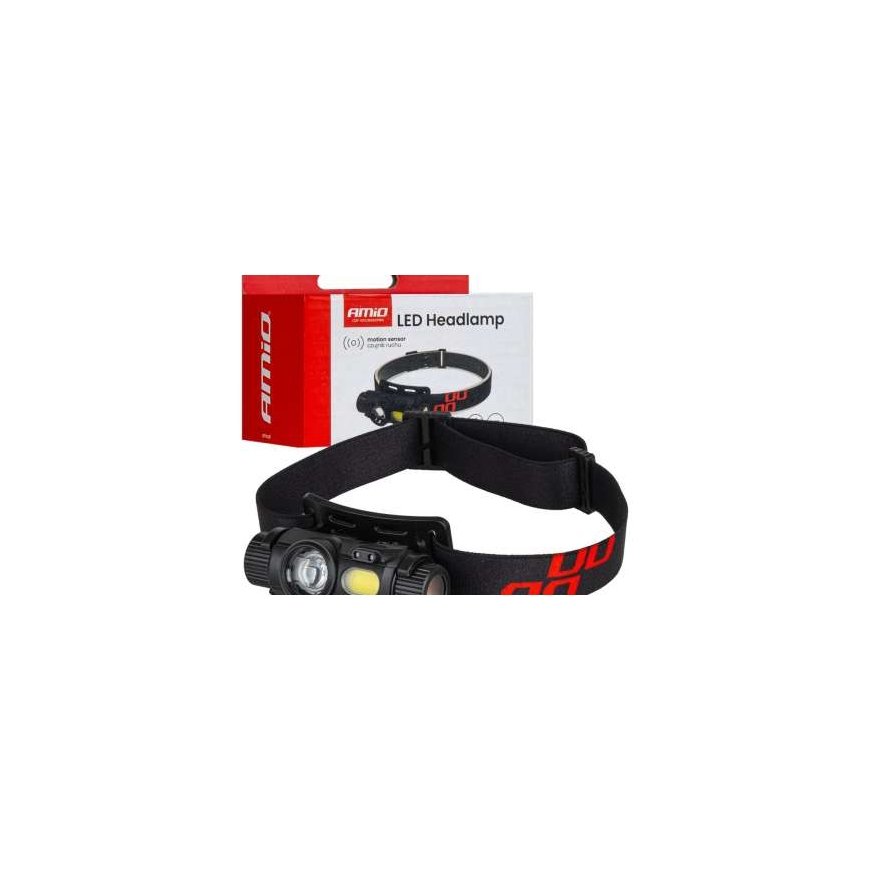 Lukturis ar galvas akumulatora ar kustību sensoru xpg+cob 1200mah (batt) amio-04662