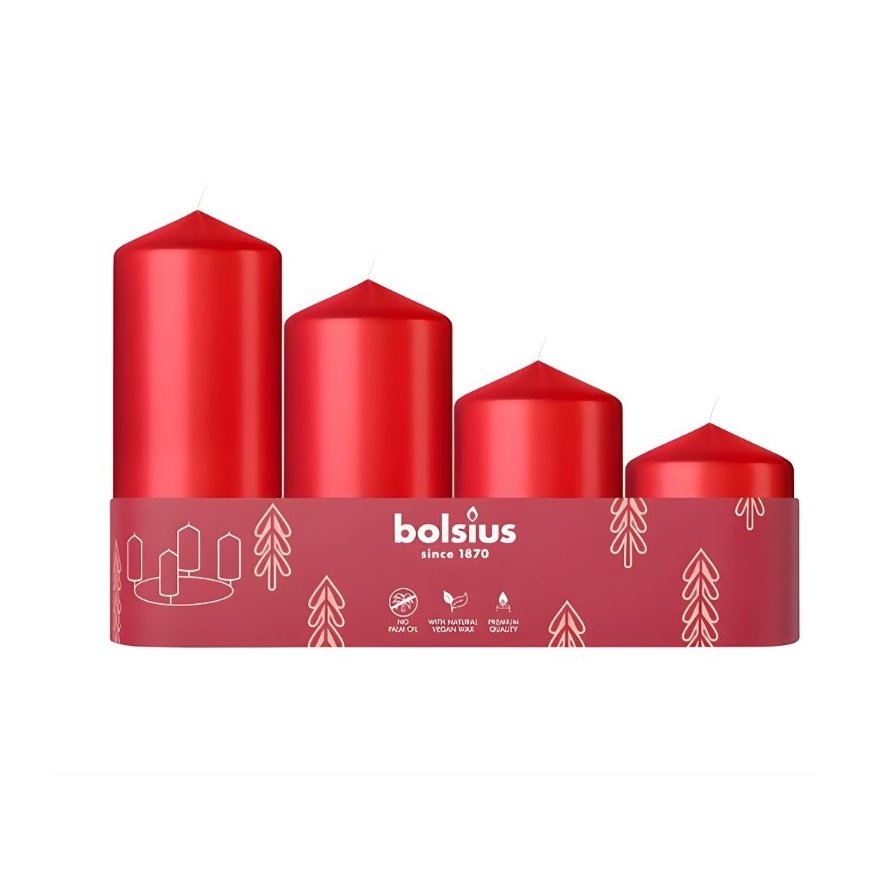 Bolsius Adventes Ziemassvētku Sveces 4gab 60x48mm