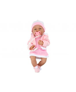 Кукла для малышей Lean Toys с одеялом, белая и розовая одежда, шапка, 18 см