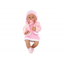 Lean Toys Bērnu lelle ar segu, baltiem un rozā apģērbiem, cepure, 18 cm