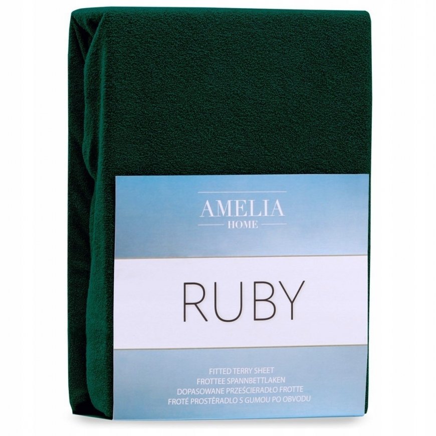 AmeliaHome Fitted Sheet RUBY Bottlegreen 74/140-160x200+30