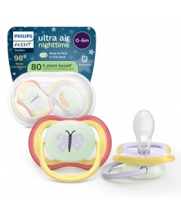 Philips Avent Ultra Air пустышки, 0–6 месяцев, желтый/фиолетовый, 2 шт.