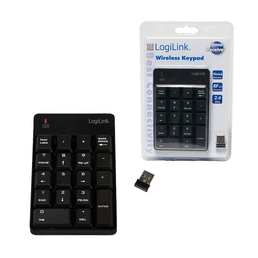 LogiLink ID0120 skaičių klaviatūra Knyginis kompiuteris Radijo dažnio belaidė Juoda – 4