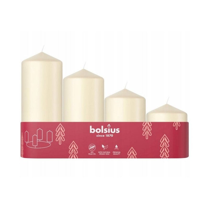 Bolsius Adventes Ziemassvētku Sveces 4gab 60x48mm