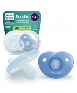 Philips Avent Soothie Soothing Pacifier, 0–6 months, blue, 2 pcs