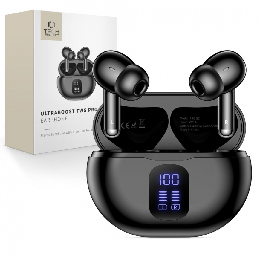 Tech-Protect UltraBoost TWS Pro G2 Headphones - Black