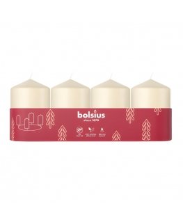 Bolsius Cylinder Candles 4pcs 60x40mm Cream