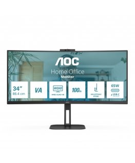 AOC V5 CU34V5CW монитор для ПК 86,4 cm (34") 3440 x 1440 пикселей Wide Quad HD LED Черный