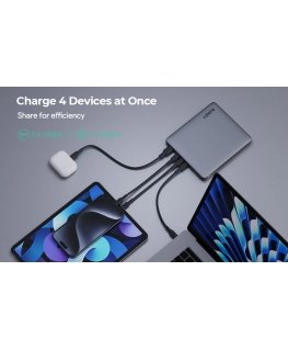 AUKEY Powerbank 100W 20000mAh 3xUSB-C PD 3.0 Mobilais telefons Melns AC, Cigāru šķiltavas Auto