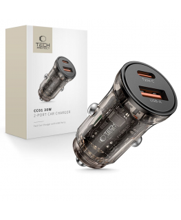 Tech-Protect CC01 30W 2-Port USB-A | USB-C Car Charger - Black