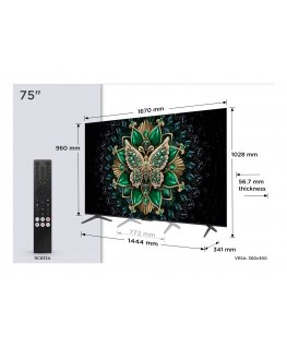 TCL C6K 75C6K televizorius 190,5 cm (75") 4K Ultra HD Smart TV „Wi-Fi“ Metalinis