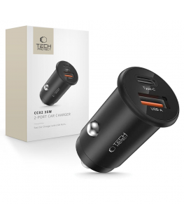 Tech-Protect CC02 35W Car Charger 2-Port USB-C | USB-A - Black