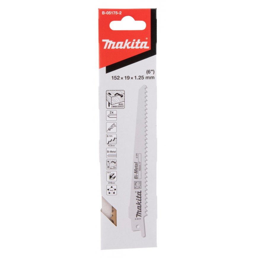 Makita Tiesinio pjūklo pjūkleliai BIM 152x1,25 (6tpi), 2Vnt B-05175-2
