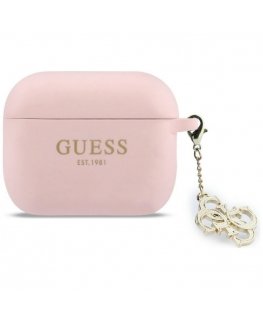 Guess silikona 4G „Charm“ vāciņš „AirPods Pro 3“, rozā