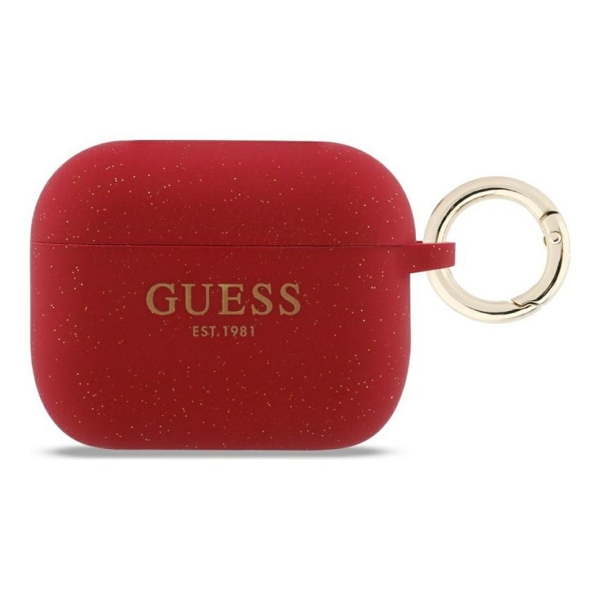 Guess silikoninen glitteri rengastasku, joka on suunniteltu „AirPods Pro 3“, fuksia.
