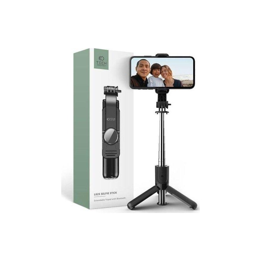 Tech-Protect L02S Bluetooth asmenukių lazdelė su trikoju iki 72 cm – juoda – 2