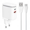 Tech-Protect C35W 2x USB-C PD 35W įkroviklis su USB-C / USB-C laidu - baltas Tech-Protect C35W 2x USB-C PD 35W įkroviklis su USB-C / USB-C laidu - baltas