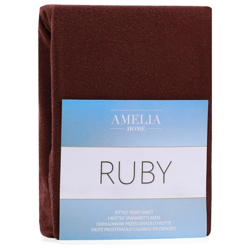 Lakštas RUBY, rusvos spalvos, klasikinio stiliaus, pagamintas iš tekstilės, kilpinio audinio, matmenys 100-120x200, AmeliaHome.