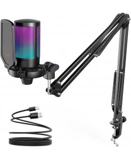 FIFINE A6T кардиоидный проводной микрофон с RGB + крепление | USB