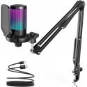 FIFINE A6T Cardioid Wired Microphone with RGB + Stand | USB FIFINE A6T Cardioid Wired Microphone with RGB + Stand | USB