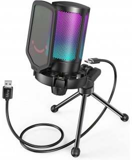 FIFINE A6V kardioidinen langallinen mikrofoni (musta) RGB:llä | USB