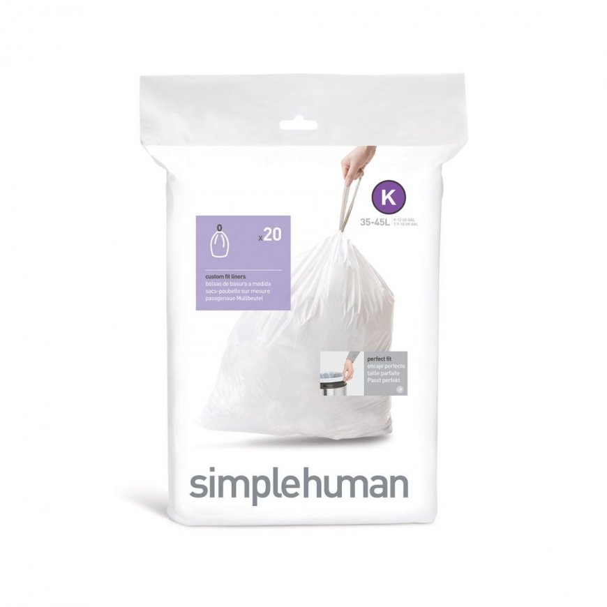 simplehuman CW0171 prügikott 35 l Valge 20 tk