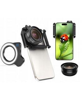 Apexel 10-20x Telephoto Zoom Lens with Macro Ring and LED Macro Light / ALP-ZM100FL26