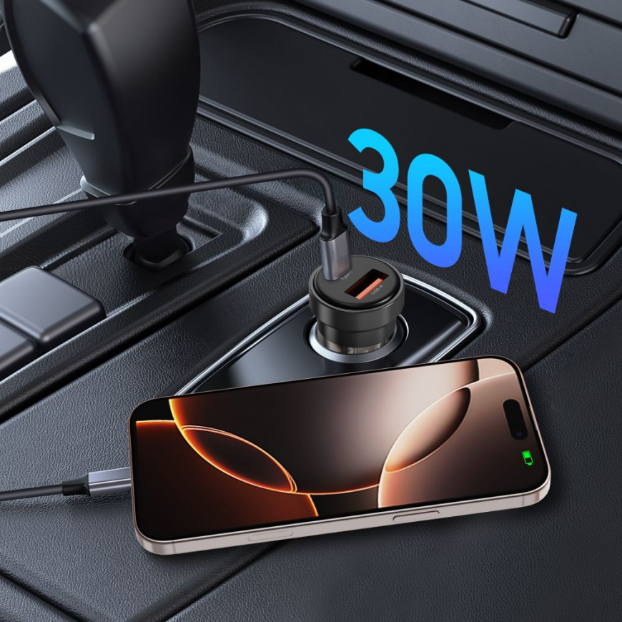 Tech-Protect CC03 30W 2-Port USB-A | USB-C Car Charger - Black – 5