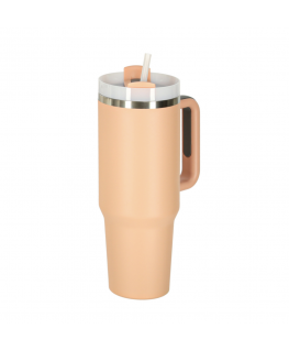 RoGer Termiskā krūze ar salmiņu un rokturi termoss 1200ml pulverveida rozā krāsā
