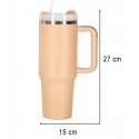 RoGer Thermos Mug with Straw and Handle 1200ml Powder Pink