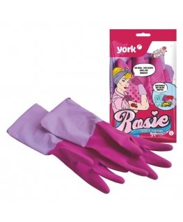 York Rosie Scented Rubber Gloves Pink Size L