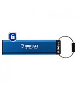 Kingston Technology IronKey Keypad 200 USB-välkmälu 256 GB USB tüüp A 3.2 Gen 1 (3.1 Gen 1) Sinine