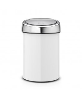 Brabantia 364488 atkritumu tvertne 3 L Apaļš Plastmasa, Nerūsējošs tērauds Metālisks, Balts