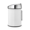 Brabantia 364488 roska-astia 3 L Pyöreä Muovi, Ruostumaton teräs Metallinen, Valkoinen