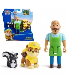 PAW Patrol Rubble & Mr. Porter Figure Pack with Skunk Toy Figure, Kids Toys for Boys & Girls Ages 3 and Up