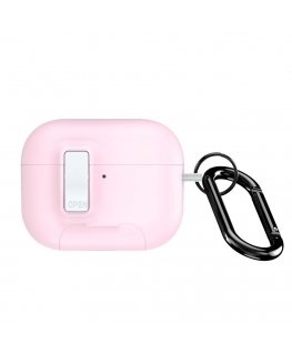 Apple AirPods Pro 3 PECQ serijos PC+TPU dėklas su kabliuku baltos ir rožinės spalvos