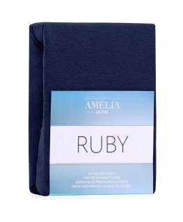 AmeliaHome ЗАЩИПЛЕННОЕ ПРОСТЫНЬЕ FITTEDFRO/AH/RUBY/NAVYBLUE34/180-200x200+30