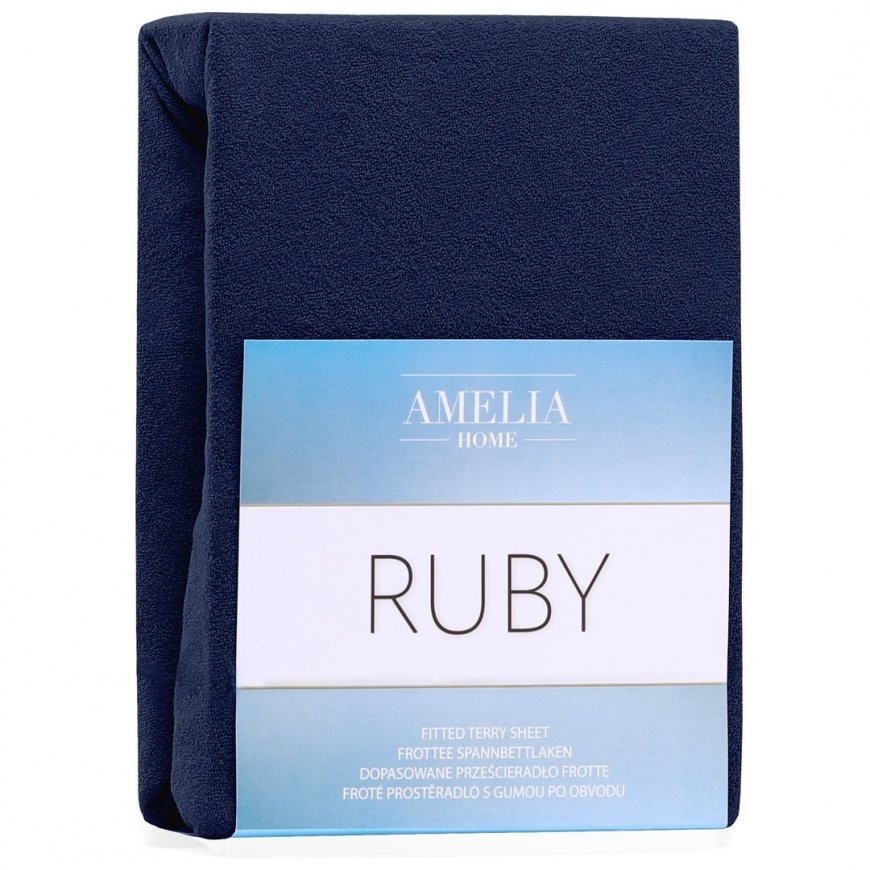 AmeliaHome Fitted Sheet - RUBY - NAVY BLUE 34/180-200x200+30