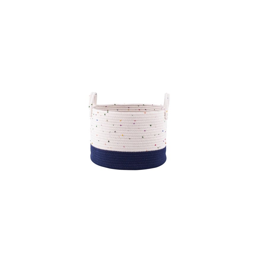 Blue Rectangular woven basket, 27x37x20 cm, navy blue
