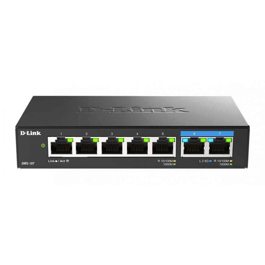 D-Link DMS-107/E verkkokytkin Hallitsematon Gigabit Ethernet (10/100/1000) musta