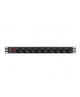 Lanberg PDU-09F-0300-BK toitejaotuskomponent (PDU) 9 vahelduvvoolu kontakt 1U Must, Hall