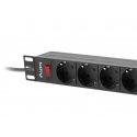 Lanberg PDU-09F-0300-BK tehonjakeluyksikkö 9 AC-pistorasia(a) 1U musta, Harmaa Lanberg PDU-09F-0300-BK tehonjakeluyksikkö 9 AC-pistorasia(a) 1U musta, Harmaa