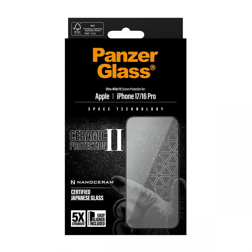 PanzerGlass ® Ceramic II Screen Protector iPhone 17 | iPhone 16 Pro | Ultra-Wide Fit w. EasyAligner – 3