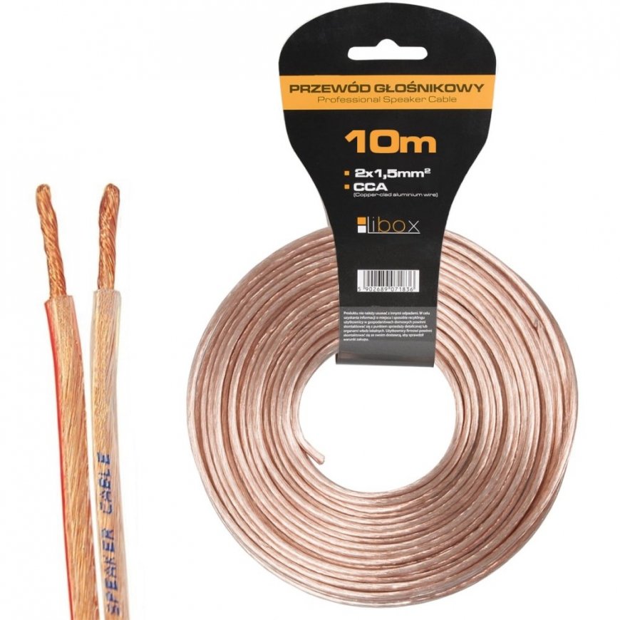 Libox Kabel głośnikowy 2x1,50mm LB0008-10 audio kabelis 10 m Caurspīdīgs