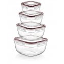 4-piece food storage container set, rectangular, 0.5 L, 0.9 L, 1