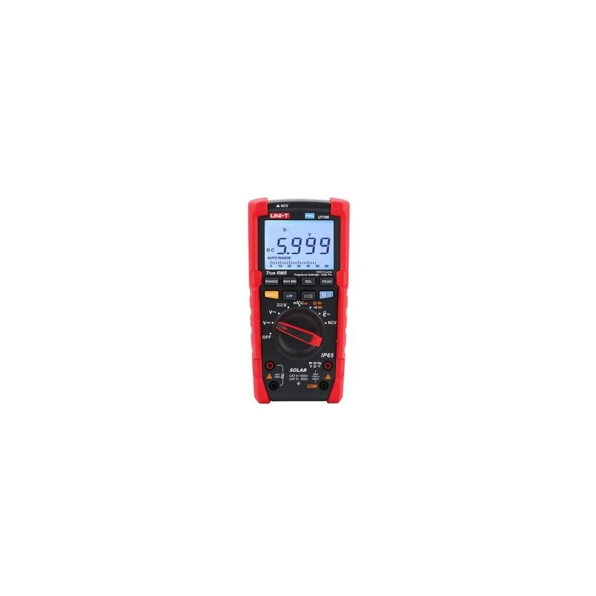 Skaitmeninis multimetras SOLAR PRO, TRMS, NCV, LPF,1.7kVDC, 1.5kVAC, 1Mhz, 60MOm, 60uF, IP65, CAT III 1000V, CAT IV 600V, UNI-T – 2
